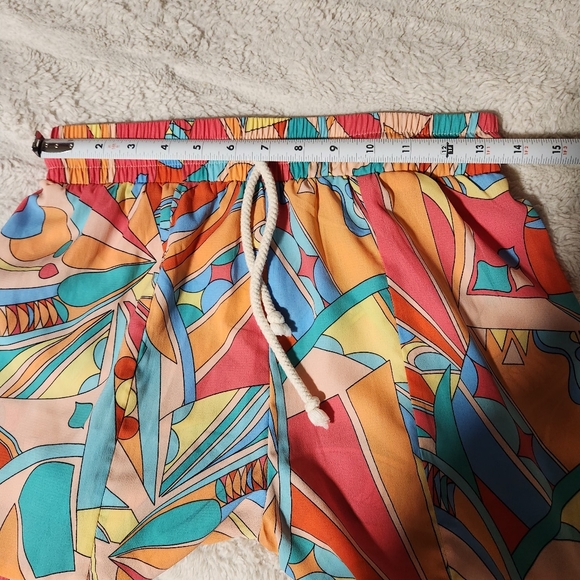 Women’s Sz S Palooza Pants Wide Leg Multicolor Elastic Waist Drawstring - Picture 6 of 7